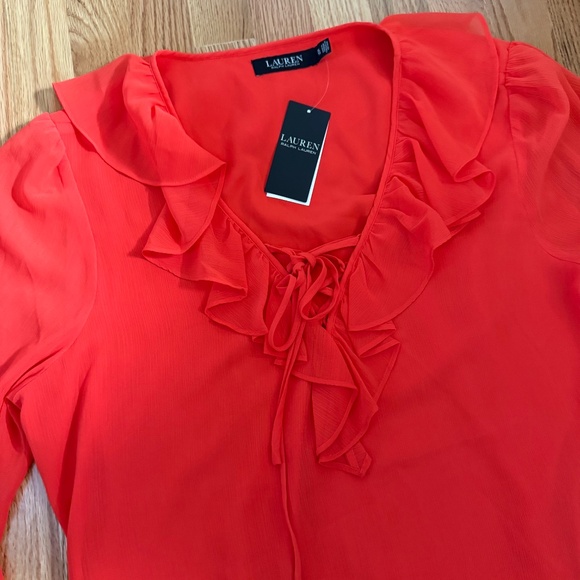 Lauren Ralph Lauren Women’s Orange Long Sleeve Blouse - Picture 4 of 11
